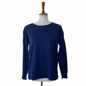 J Crew Womens Shoulder Zip Pullover Sweater Merino Wool Blue S Small